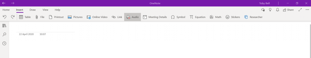 onenote audio